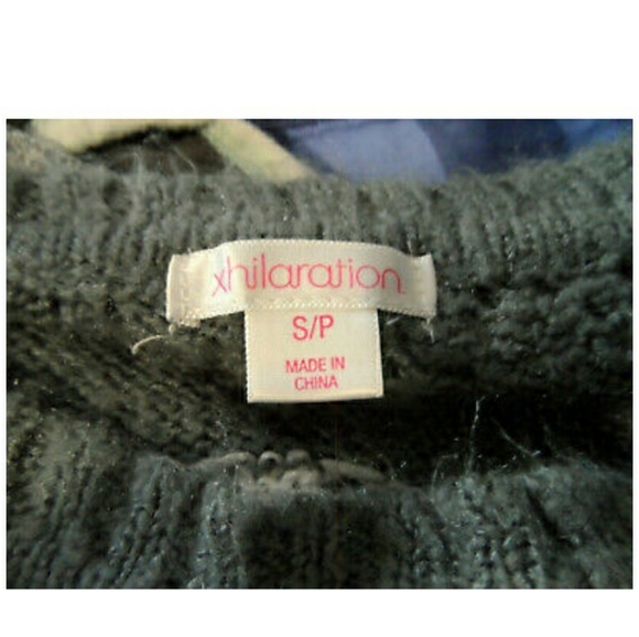 XHILARATION Crochet Sweater Top S Gray Pink crop - Picture 5 of 5